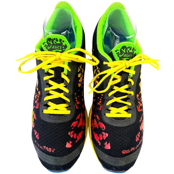 Asics Men's T307N GEL NoosaFAST Running Racing Shoe Black Green Yellow Red S 11 - Picture 2 of 10
